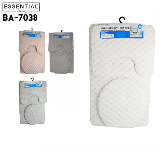 Embossed Bath Rug Set, 4 Clrs Asstd