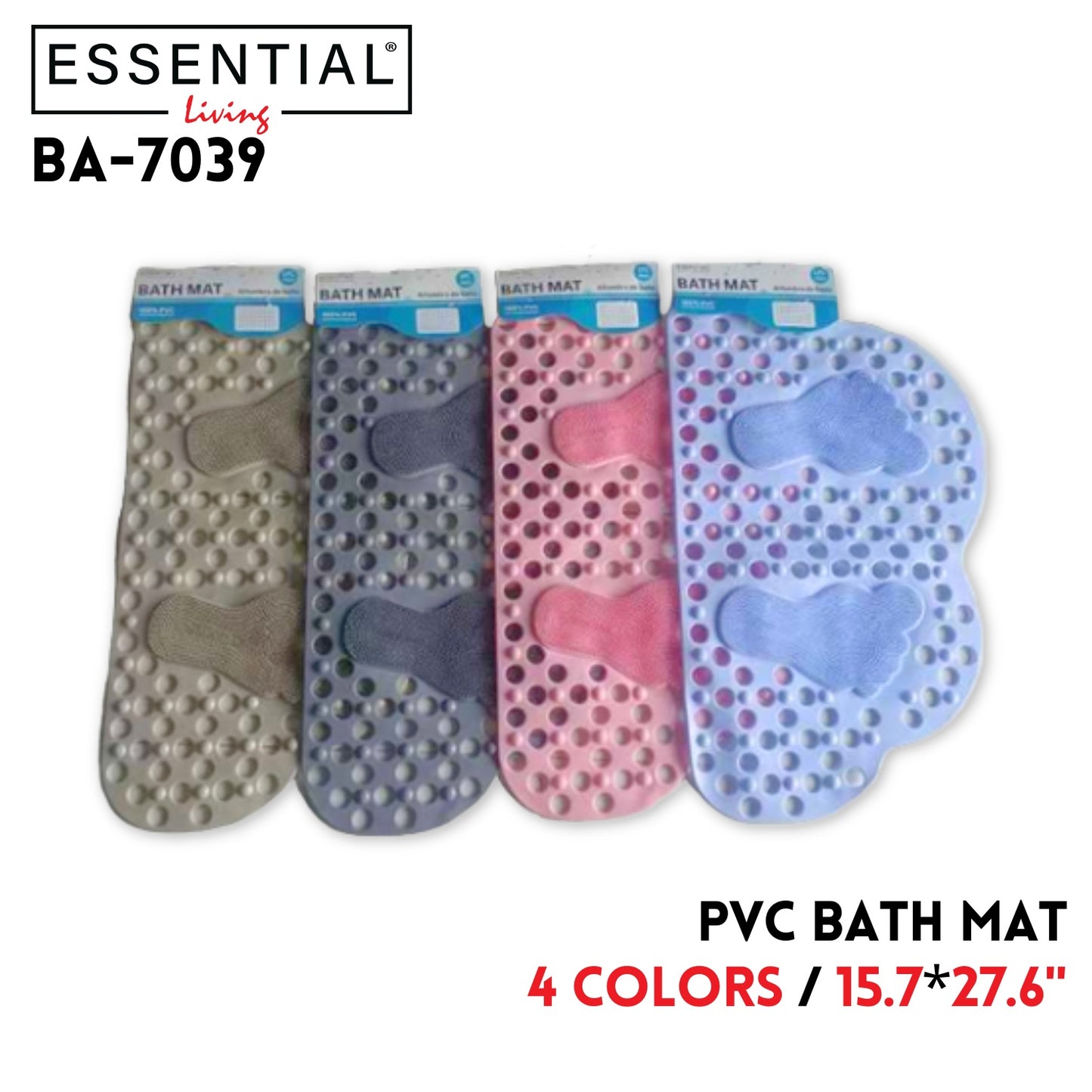 Bath Mat 15.7"x27.6", 3 Colors, PVC