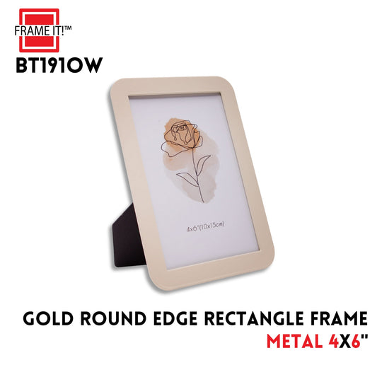 METAL ROUND EDGE RECTANGLE FRAME 4X6" GOLD