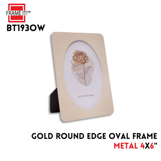 METAL ROUND EDGE OVAL FRAME 4X6" GOLD