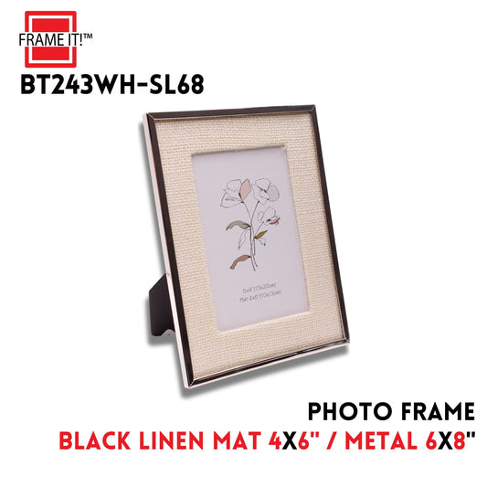 METAL FRAME 6X8" LINEN MAT 4X6" SILVER