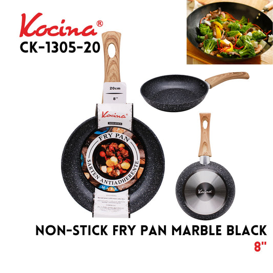Fry Pan 8in /20cm Non-Stick Marble Black