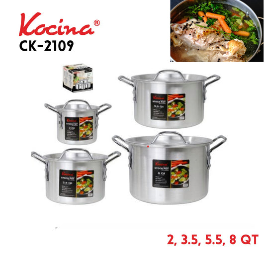 Alu 4pcs Set Stock Pot, 2, 3.5, 5.5, 8Qt