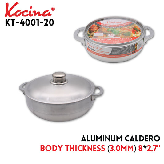 Alu. Caldero 7.9"x2.8", Body thickness 3.0mm,Alu. Lid