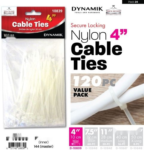 120pc 4" Cable Ties