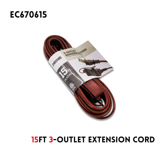 Extension Cord 15ft Brown - PRIME