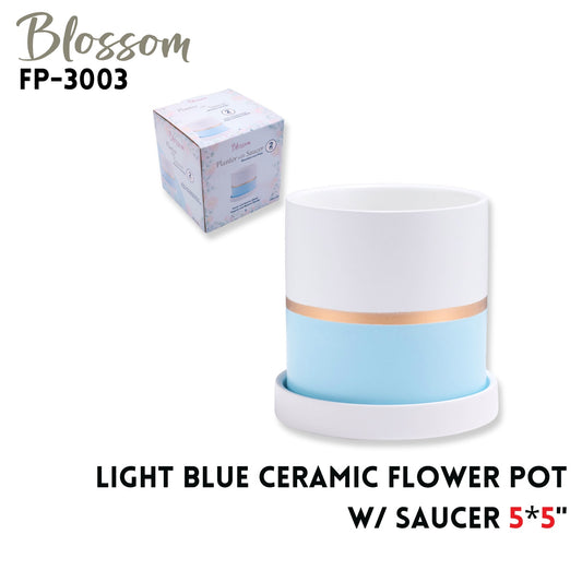 Flower Pot  w/saucer  5*5"  light blue