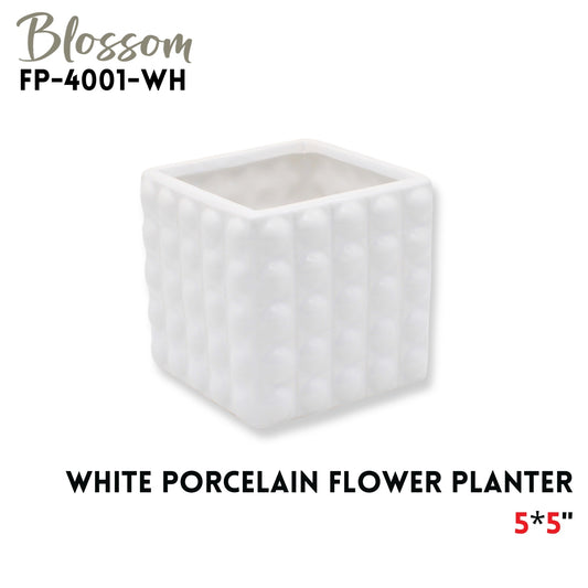 PORCELAIN FLOWER PLANTER 5X5" WHITE