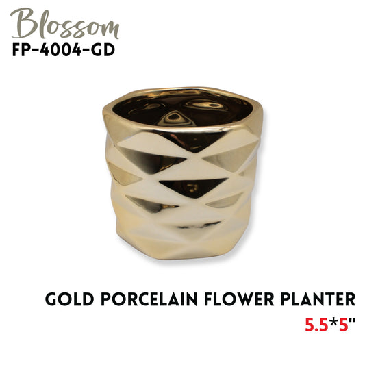 Porcelain Flower Planter 5.5x5" Gold