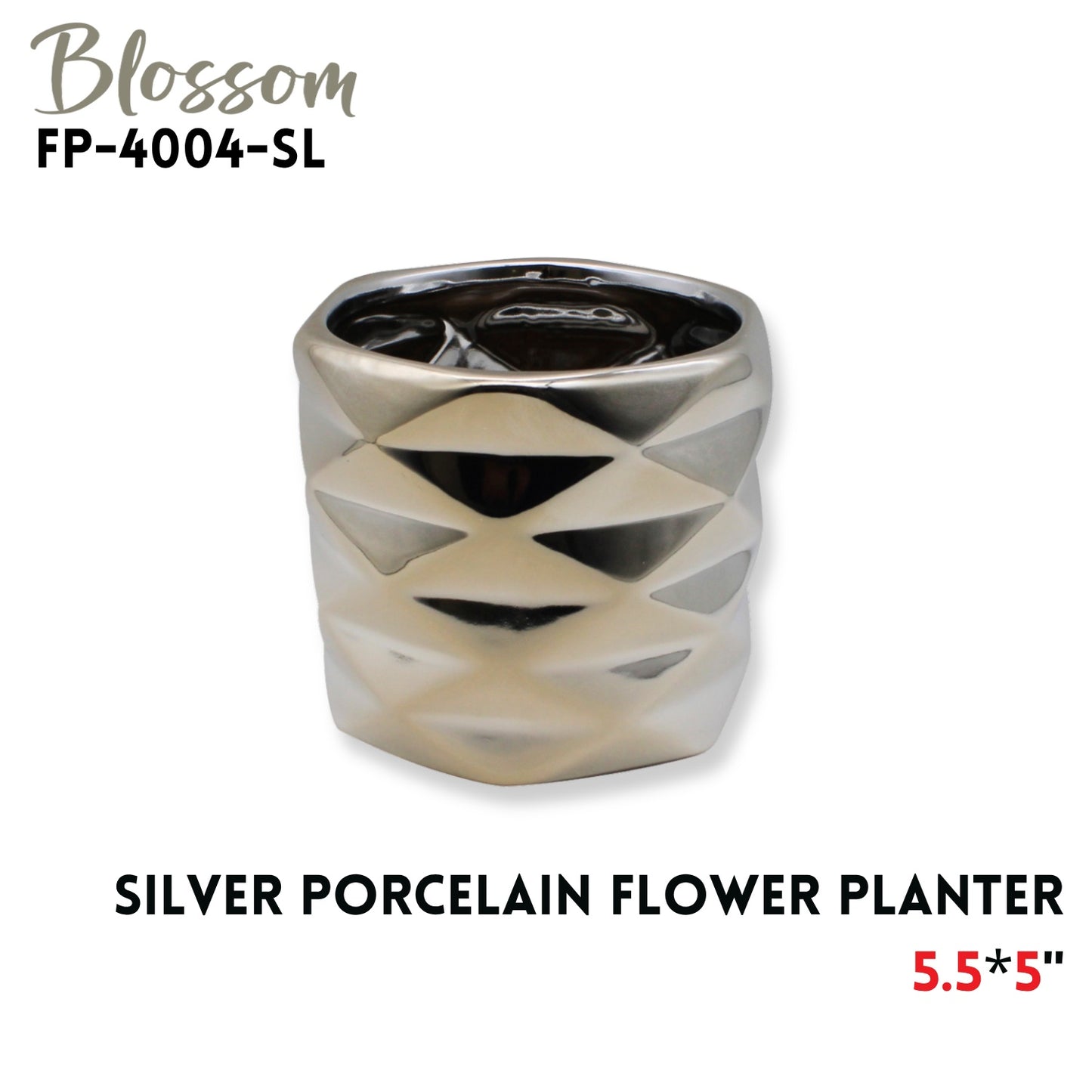 Porcelain Flower Planter 5.5x5 Silver