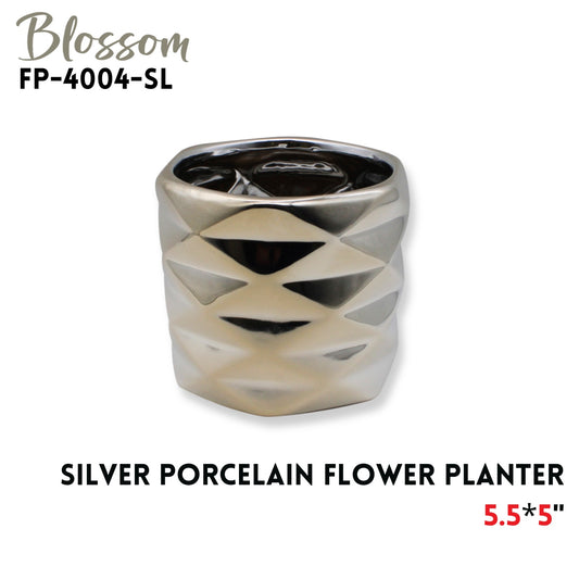Porcelain Flower Planter 5.5x5 Silver