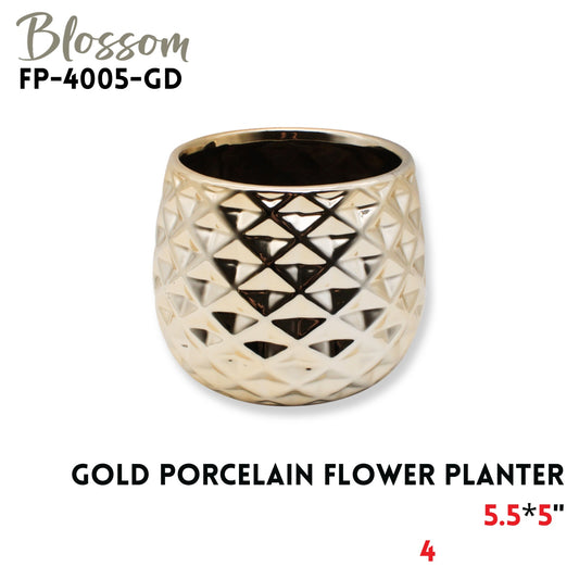 Porcelain Flower Planter 5.5x5" Gold