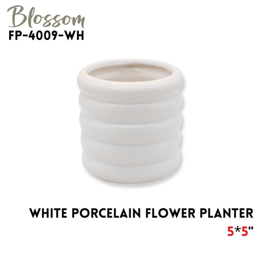 PORCELAIN FLOWER PLANTER 5X5" WHITE