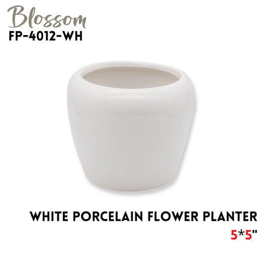 PORCELAIN FLOWER PLANTER 5X5" WHITE