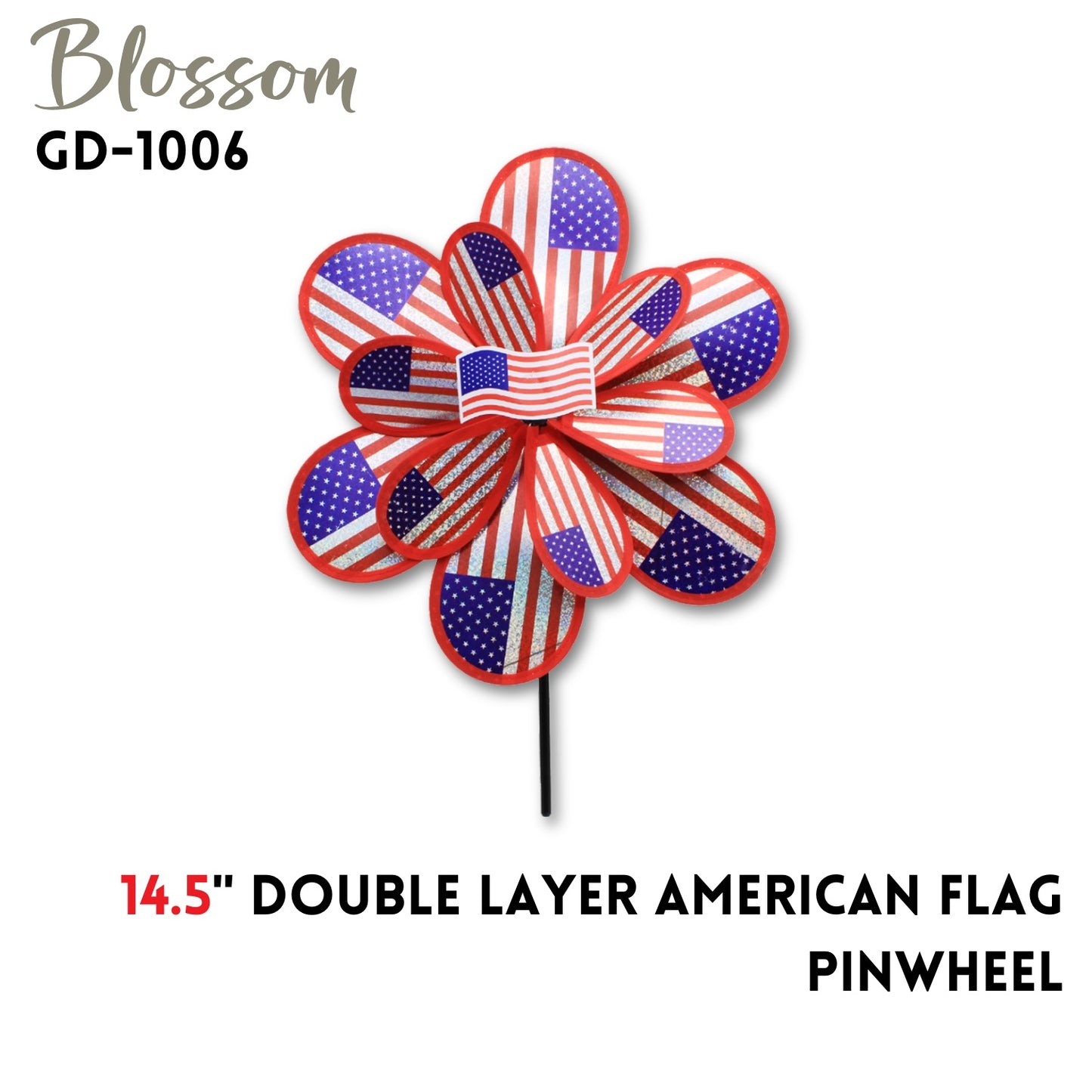 14.5" Double Layer American Flag Pinwheel