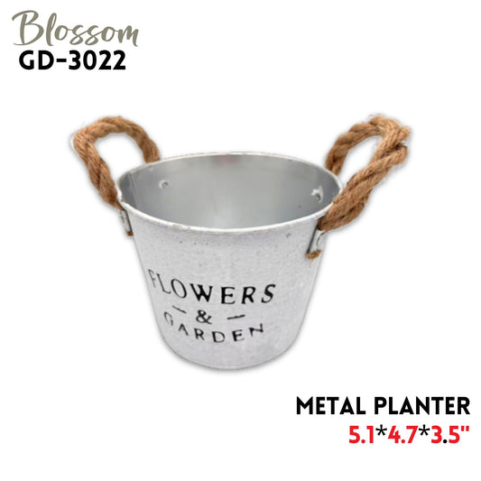 Metal Planter W/Rope Handles, 5.1"*4.7"*3.5"