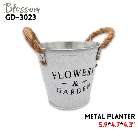 Metal Planter W/Rope Handles, 5.9"*4.7"*4.3"