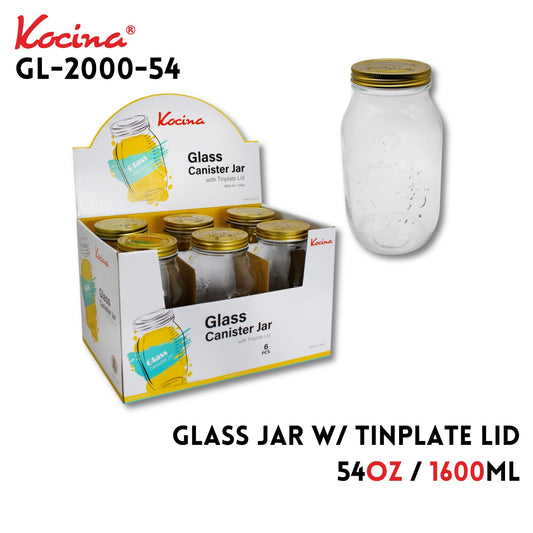 Glass Jar w/Tinplate lid 54oz (1600ml) PDQ