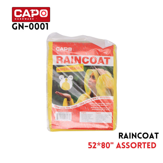 Raincoat, 52"x80", Asstd Colors, Peva