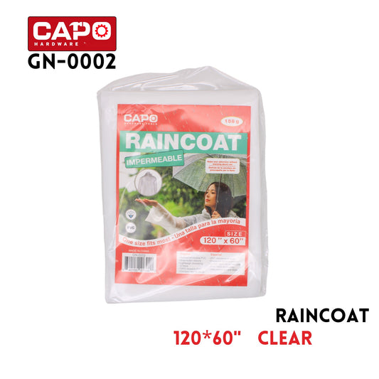 Raincoat, 120"x60", Clear, Pvc