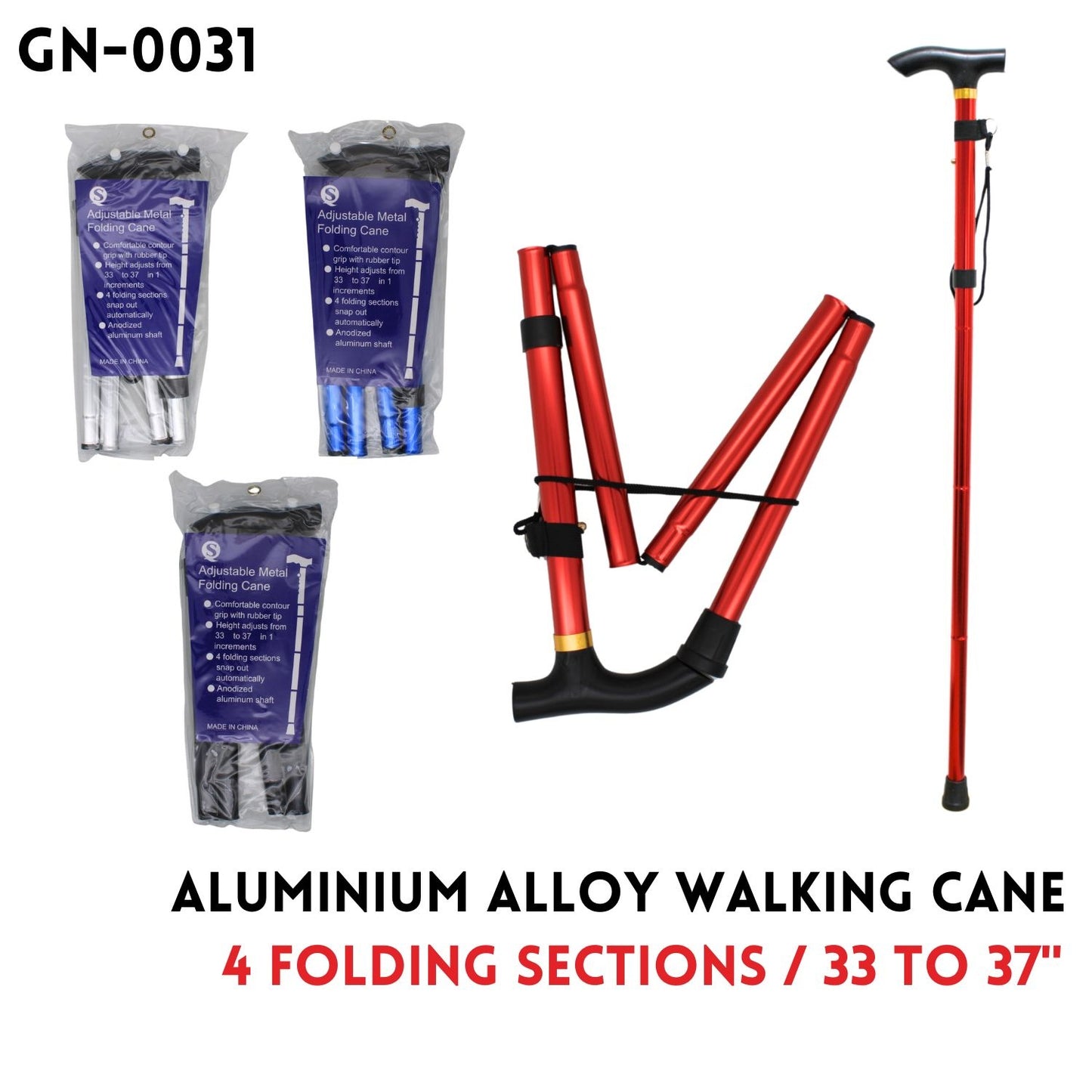 Foldable Walking Cane Aluminium Alloy length:28cm-95cm