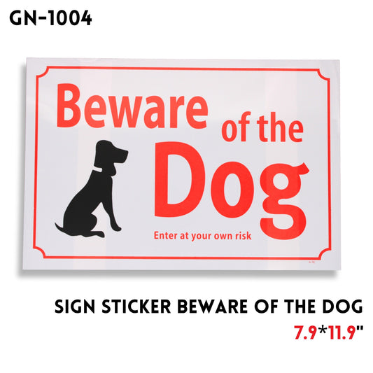 Sign Sticker, "Beware of the Dog", 7.9"x11.9"