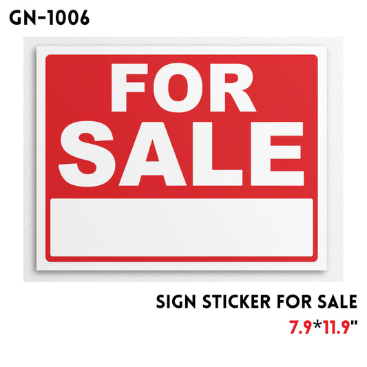 Sign Sticker, "For Sale", 7.9"x11.9"