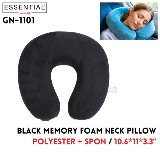 Memory Foam Neck Pillow, Black,10.6??x11"3.3",Polyester+Spon