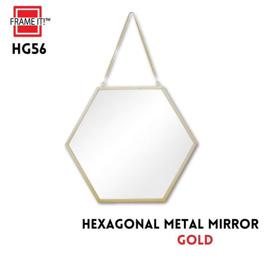 METAL MIRROR HEXAGON 12X14" GOLD