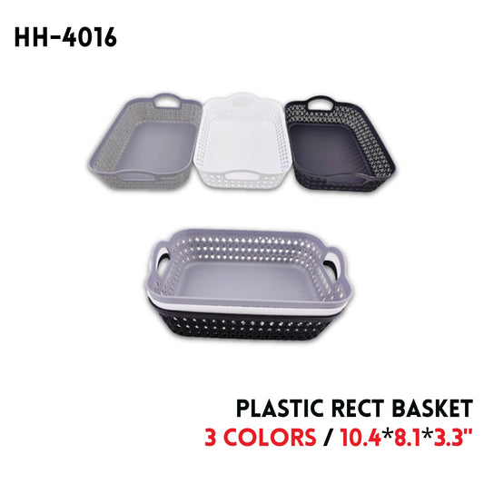 Rect Basket, Plastic, 10.4"*8.1"*3.3",115g, 3 Colors