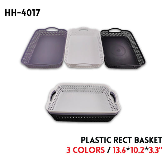 Rect  Basket, Plastic, 13.6"*10.2"*3.3",178g, 3 Colors