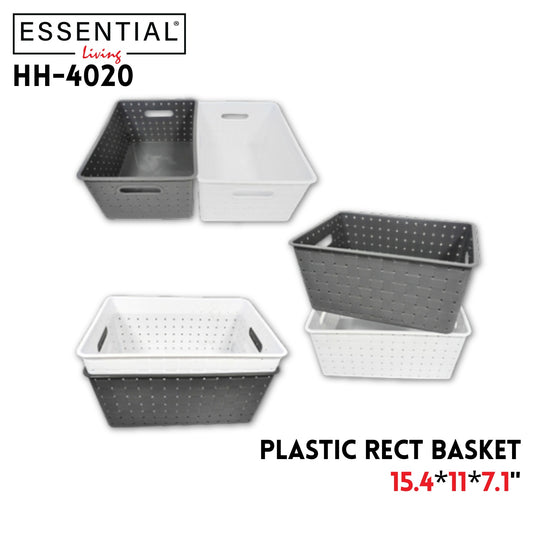 Rect Basket, Plastic, 540g, 15.4"X11"X7.1",2 Colors