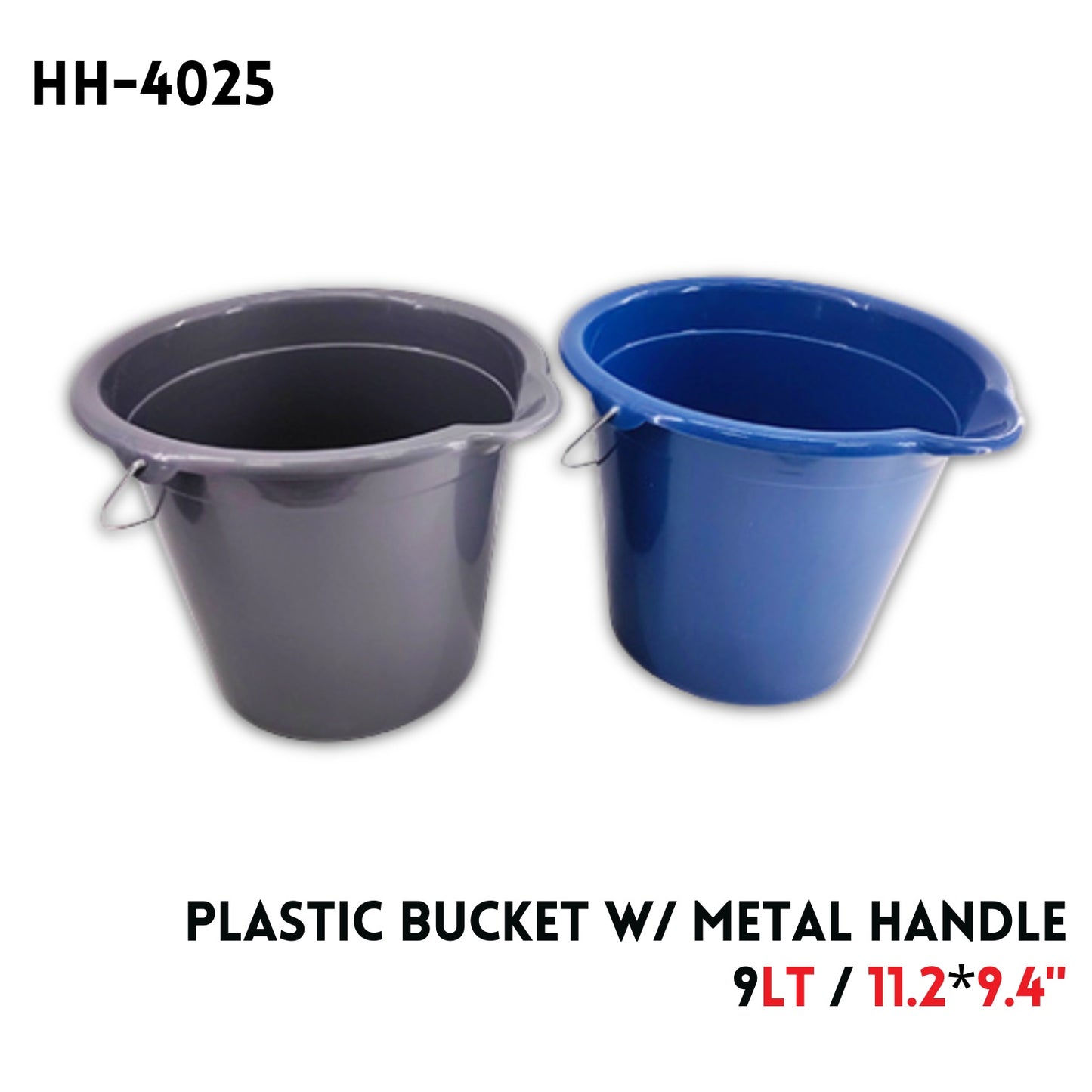 9L Bucket with Metal Handle, Plastic, 2 Colors