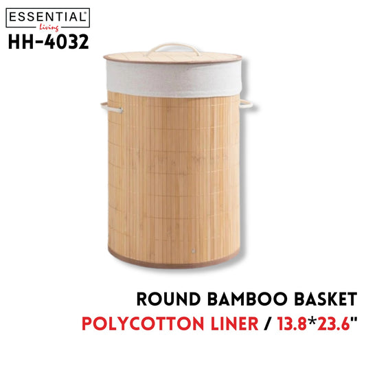 Round Bamboo Basket 13.8"x13.8"x23.6"