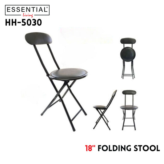 Folding Stool with Back-Black 18"/ 1206