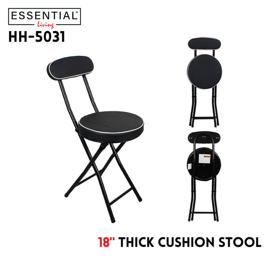 Thick Cushion Stool with back-Black 18" (1320604)