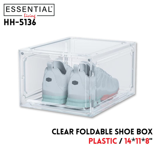Clear Foldable Shoe Box, plastic,14"X11"X8"