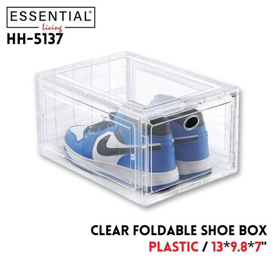 Clear Foldable Shoe Box,plastic,13"X9.8"X7"
