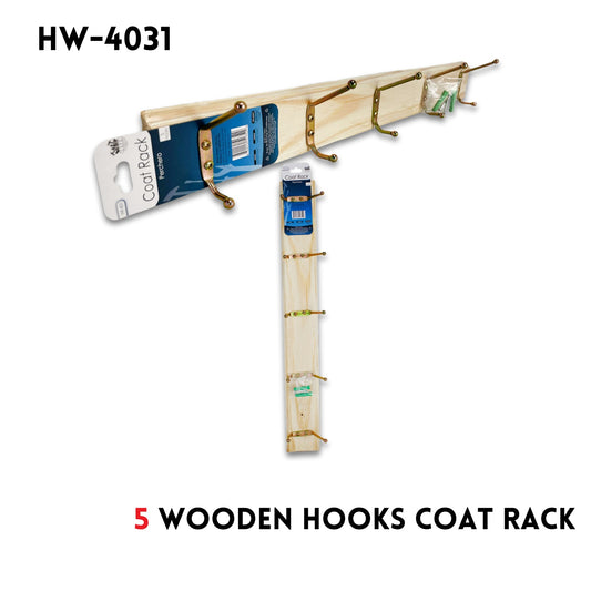 5 Hooks Wooden Coat Rack