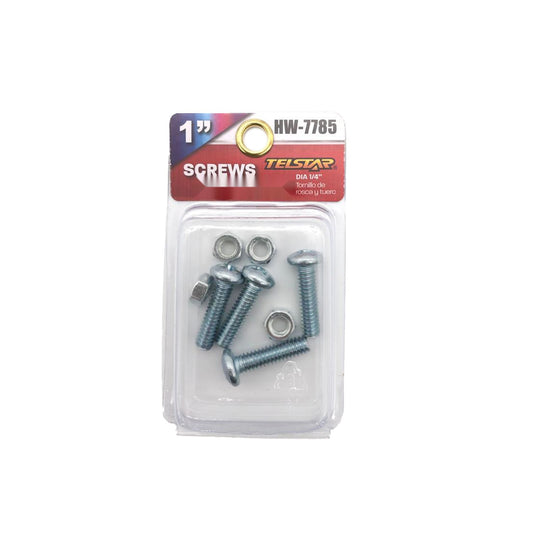 1" Long Screw & Nut 1/4" Diameter