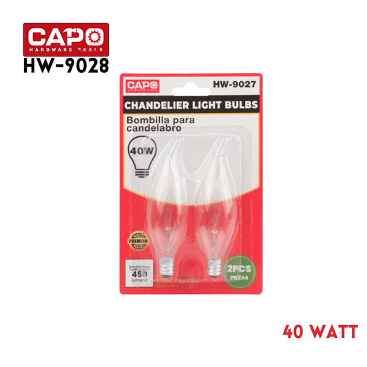 2pc 40 Watt Clear Candelabra Light Bulbs