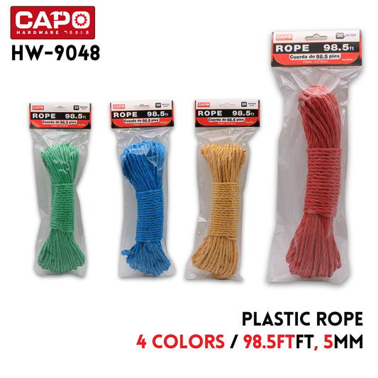 Plastic Rope 98.5ft, 5mm, 4 colors