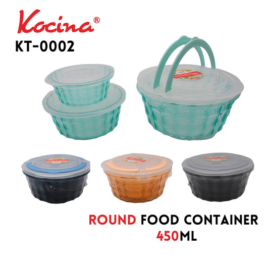 3pcs Round Food Container, 2.5L,1.2L, 450ml, PS