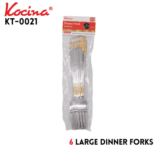 6pcs Dinner Fork, Large, Gilded