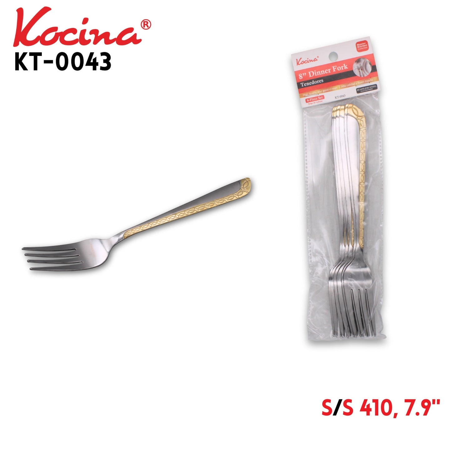 6pcs Dinner Fork, 7.9", 410 SS