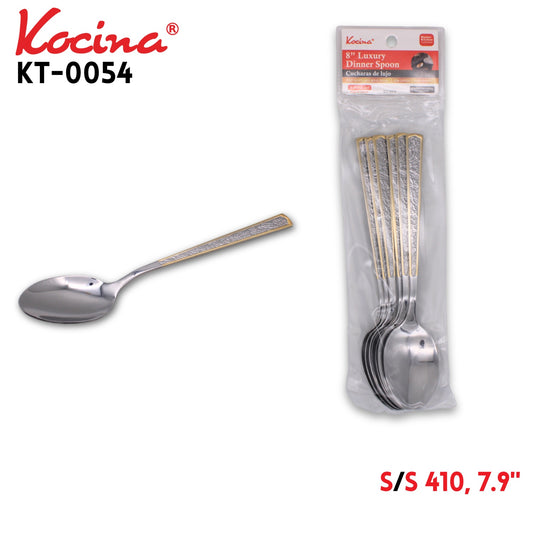 6pcs Luxury Dinner Spoon, 7.9", 410 SS