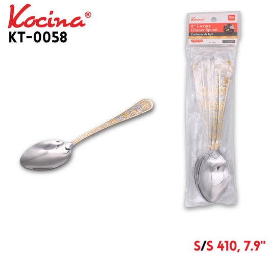 6pcs Luxury Dinner Spoon, 7.9", 410 SS