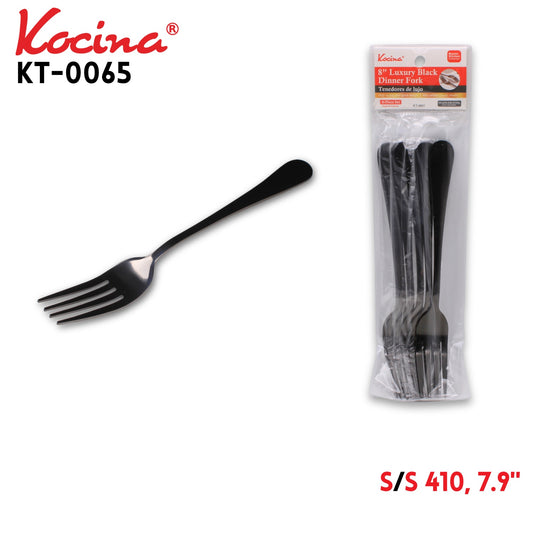 6pcs Luxury Black Dinner  Fork, 7.9", 410 SS