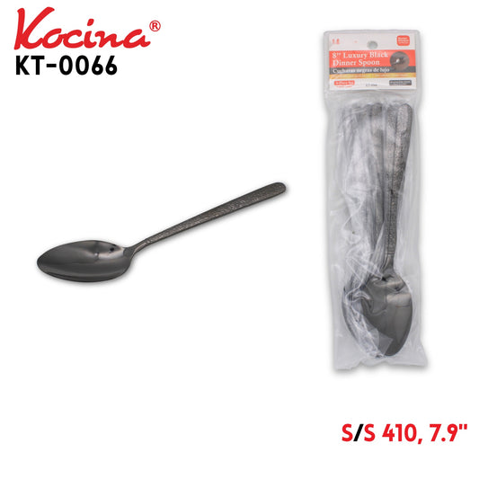 6PCS Luxury Black Dinner  Spoon,7.9",410SS