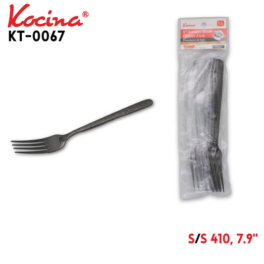 6PCS Luxury Black Dinner  Fork,7.9",410SS